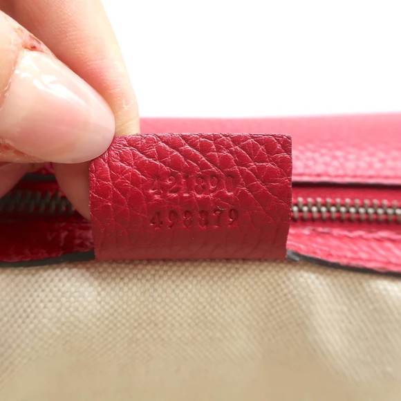 Gucci GG Marmont Small Top Handle Bag Red Grained Leather Crossbody - Picture 11 of 12